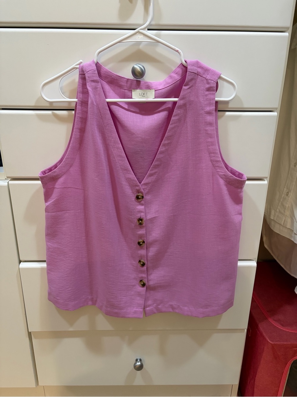 LOFT Sleeveless Button-Front Top in Lavender - Picture 2 of 4